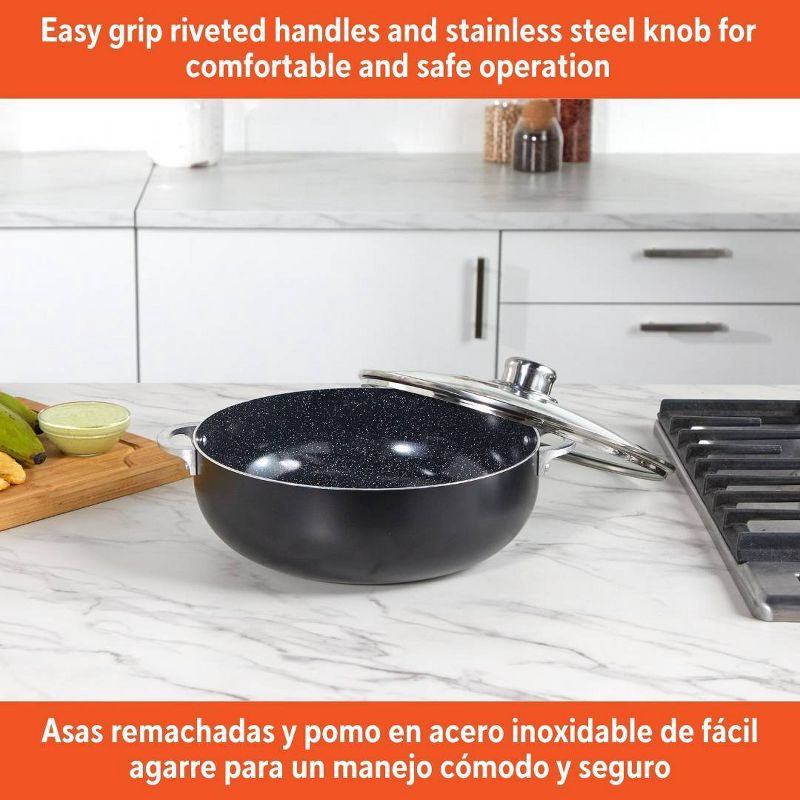 slide 5 of 7, IMUSA 3.2qt Caldero with Dual Speckled Ceramic Set Black: Hand Wash, Electric & Gas Compatible, Aluminum Exterior, 3.2 qt