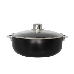 IMUSA 3.2qt Caldero with Dual Speckled Ceramic Set Black: Hand Wash, Electric & Gas Compatible, Aluminum Exterior