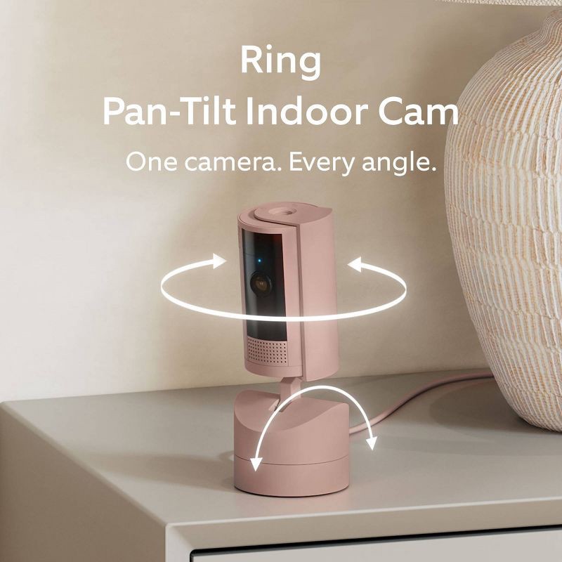 slide 2 of 10, Ring Pan-Tilt Indoor Cam with 360° Horizontal Pan Coverage, Live View, Two-Way Talk, HD Video - Blush: Security Camera, Night Vision, 1 ct