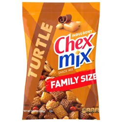 Chex Mix Turtle Snack Mix, Indulgent Snacks, Family Size, 13.5 oz