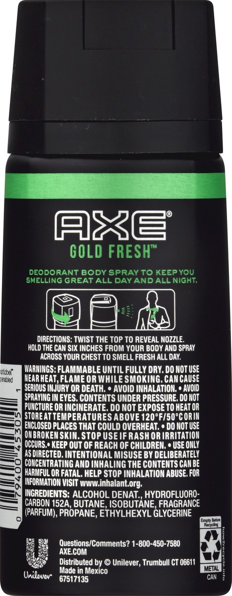 slide 9 of 9, AXE Body Spray for Men Gold Fresh, 4 oz, 4 oz