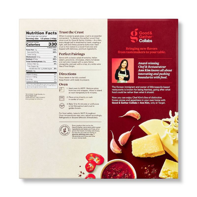 slide 2 of 4, Frozen Wood-Fired Crust Four Cheese with Sweet & Spicy Chili Sauce Pizza - 15oz - Good & Gather™ Collabs | Ann Kim, 15 oz