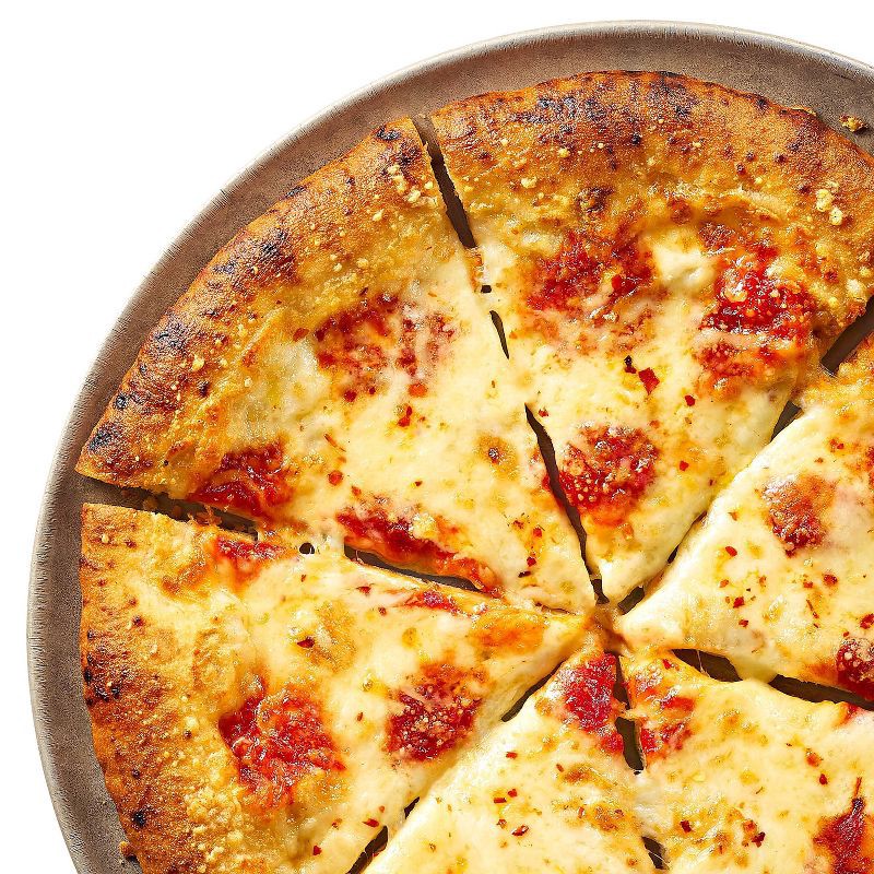 slide 3 of 4, Frozen Wood-Fired Crust Four Cheese with Sweet & Spicy Chili Sauce Pizza - 15oz - Good & Gather™ Collabs | Ann Kim, 15 oz