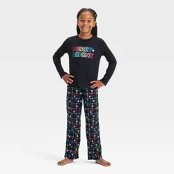 Girls' 2pc Christmas Plaid Merry & Bright Long Sleeve Pajama Set - Cat & Jack™ Black M