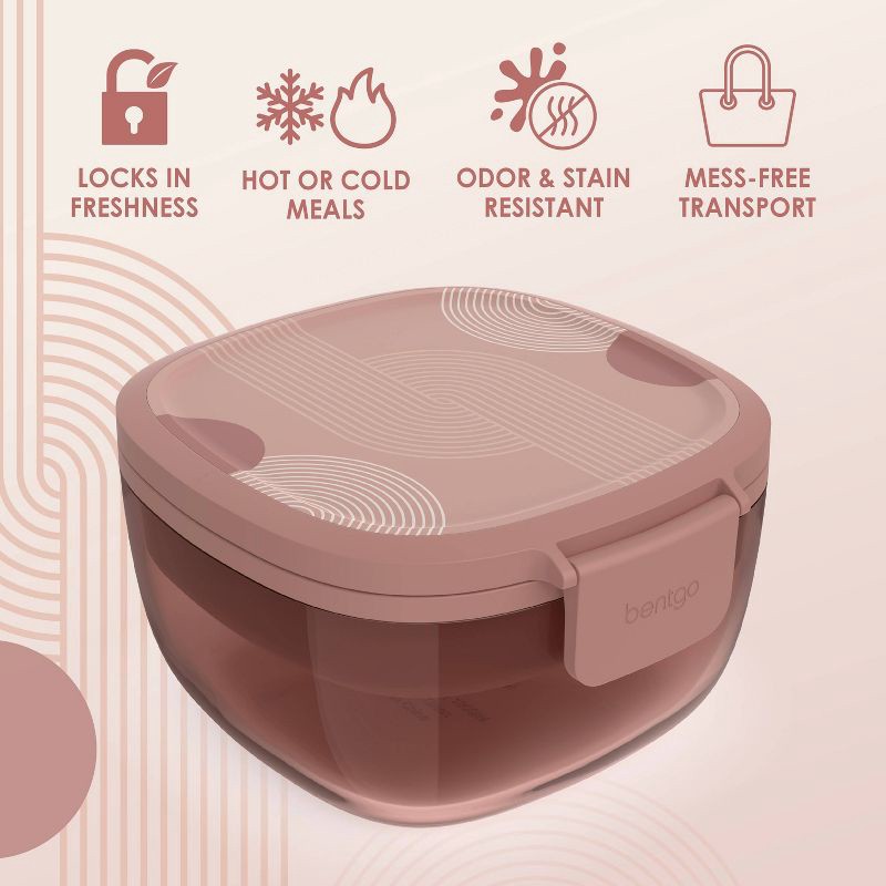 slide 3 of 7, Bentgo 7.6c Glass All-in-One Salad Container Mod Curves Desert Rose, 1 ct