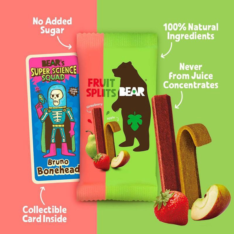 slide 2 of 5, BEAR Strawberry Apple Fruit Splits - 3.5oz, 3.5 oz