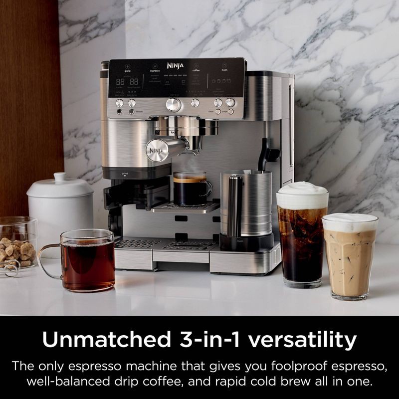 slide 3 of 13, Ninja Luxe Café Premier Series 3-in-1 Espresso, Coffee and Cold Brew Machine ES601: Barista System, Frother, Stainless Steel, 1 ct