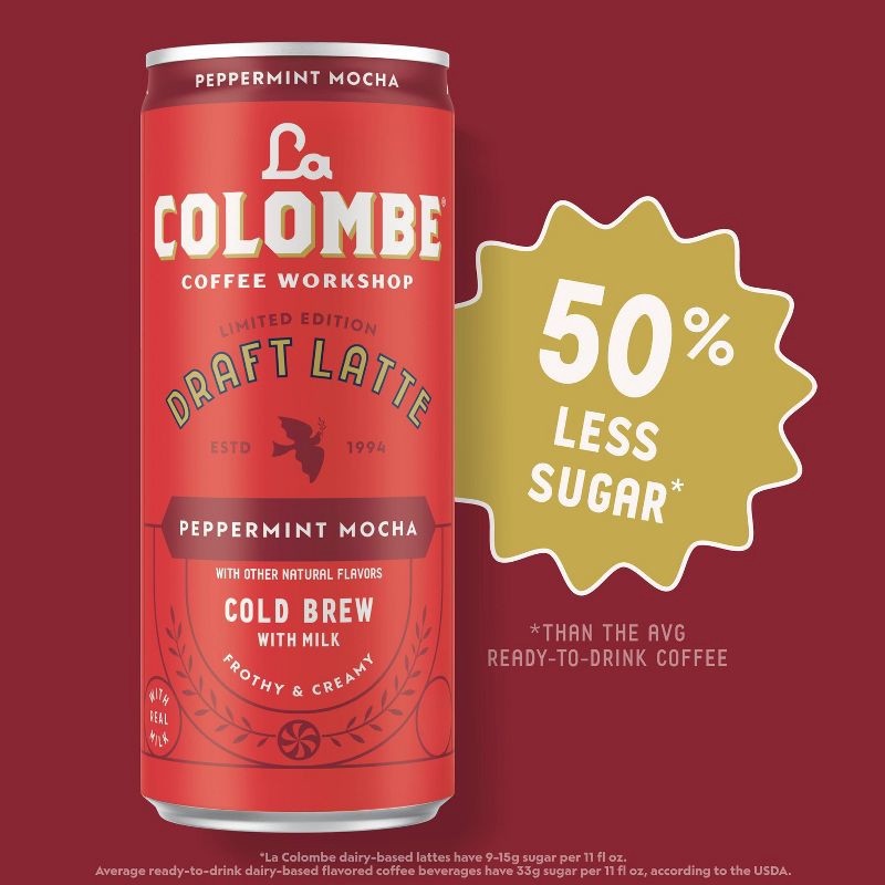 slide 4 of 10, La Colombe Peppermint Mocha Draft Latte - 11 fl oz Can, 11 fl oz