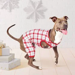 Plaid Microfleece Matching Family Dog Pajamas - Wondershop™ White/Red L