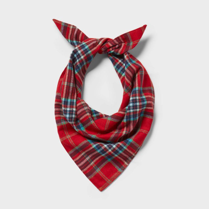 slide 3 of 5, Plaid Matching Family Pajama Dog and Cat Bandana - Wondershop™ Red One Size Fits Most, 1 ct