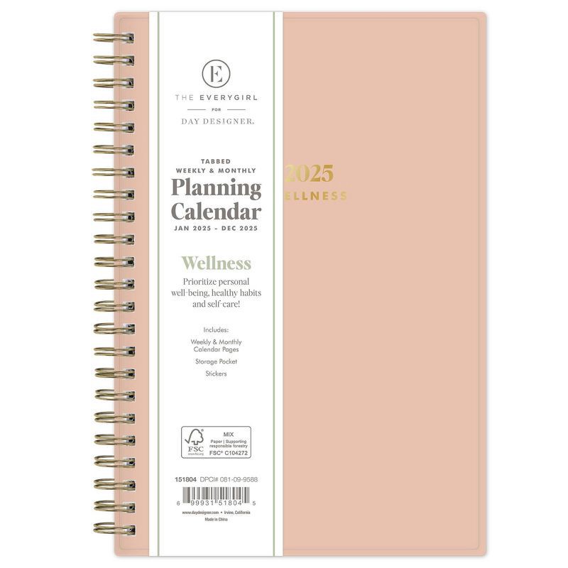 slide 3 of 10, The Everygirl Wellness Planner January - December 2025 5"x8" Weekly/Monthly Wirebound Solid Desert Rose, 1 ct