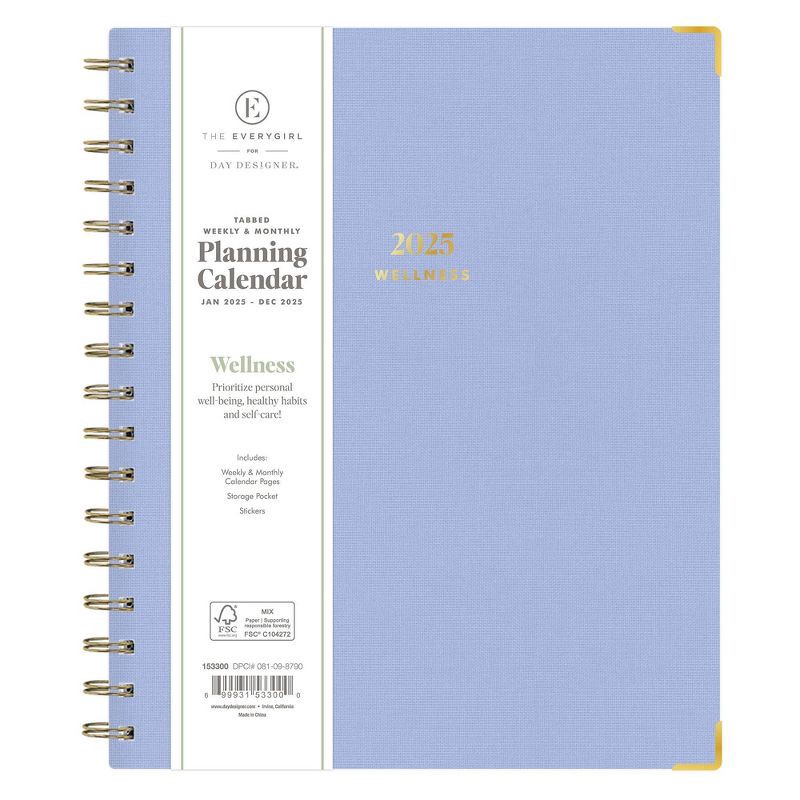 slide 3 of 10, The Everygirl Wellness Planner January - December 2025 Bookcloth 7"x9" Weekly/Monthly Wirebound Light Blue, 1 ct