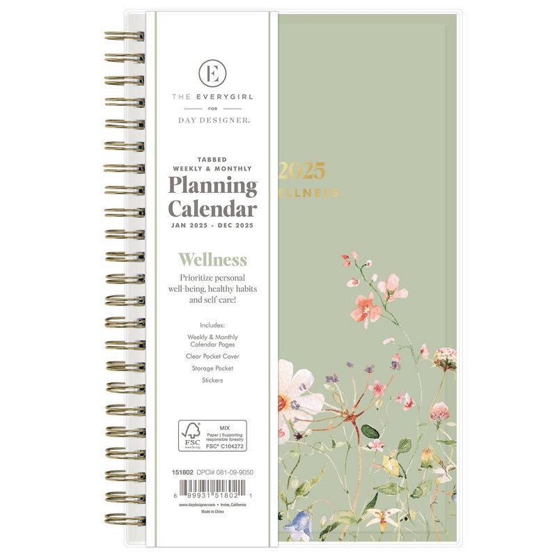 slide 3 of 10, The Everygirl Wellness Planner January - December 2025 5"x8" Weekly/Monthly Wirebound Layton Sage, 1 ct