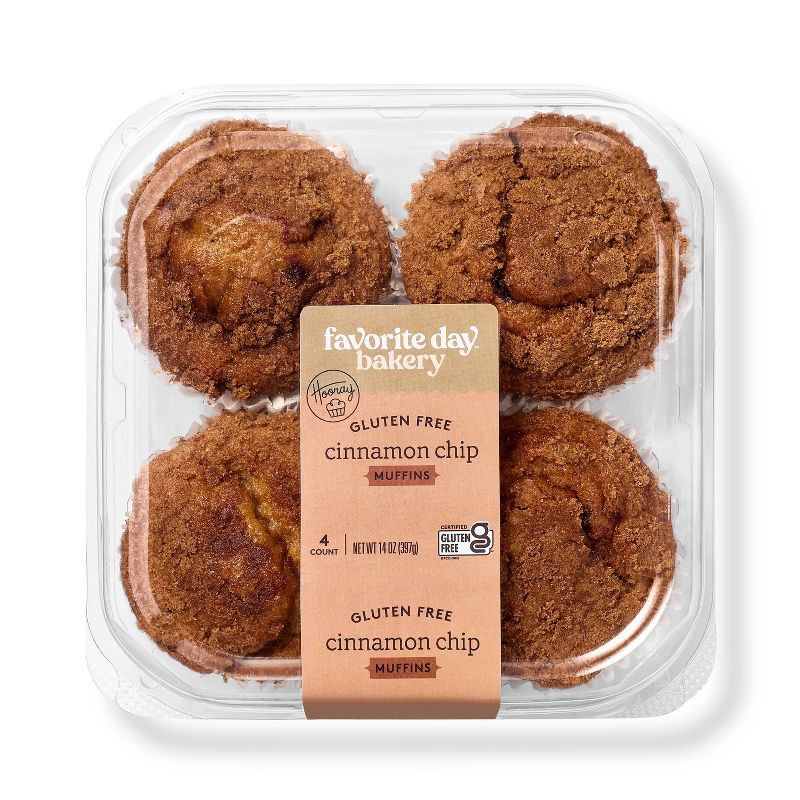 slide 1 of 3, Gluten Free Cinnamon Chip Muffins - 14oz/4ct - Favorite Day™, 4 ct; 14 oz
