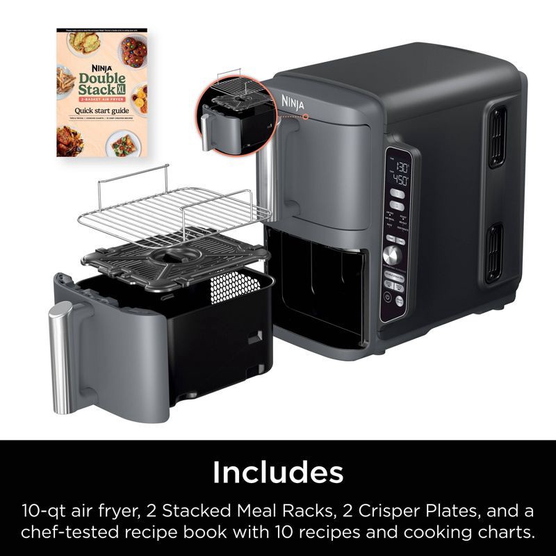 slide 15 of 16, Ninja DoubleStack XL 10qt, 6-in-1, 2-Basket Air Fryer, Space Saving Design SL401: Ninja Foodi, Dishwasher-Safe Parts, 10 qt
