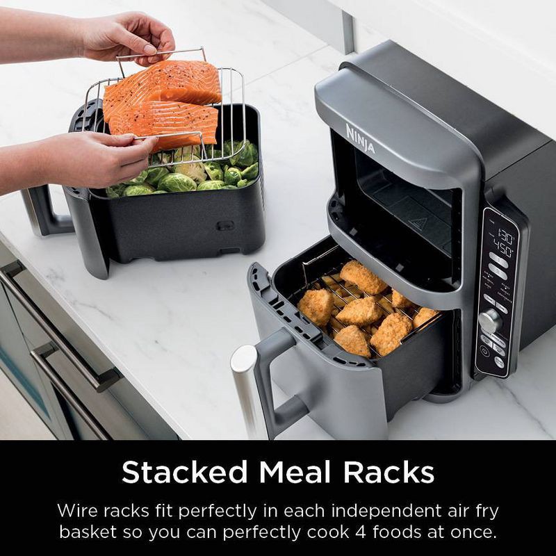 slide 2 of 16, Ninja DoubleStack XL 10qt, 6-in-1, 2-Basket Air Fryer, Space Saving Design SL401: Ninja Foodi, Dishwasher-Safe Parts, 10 qt