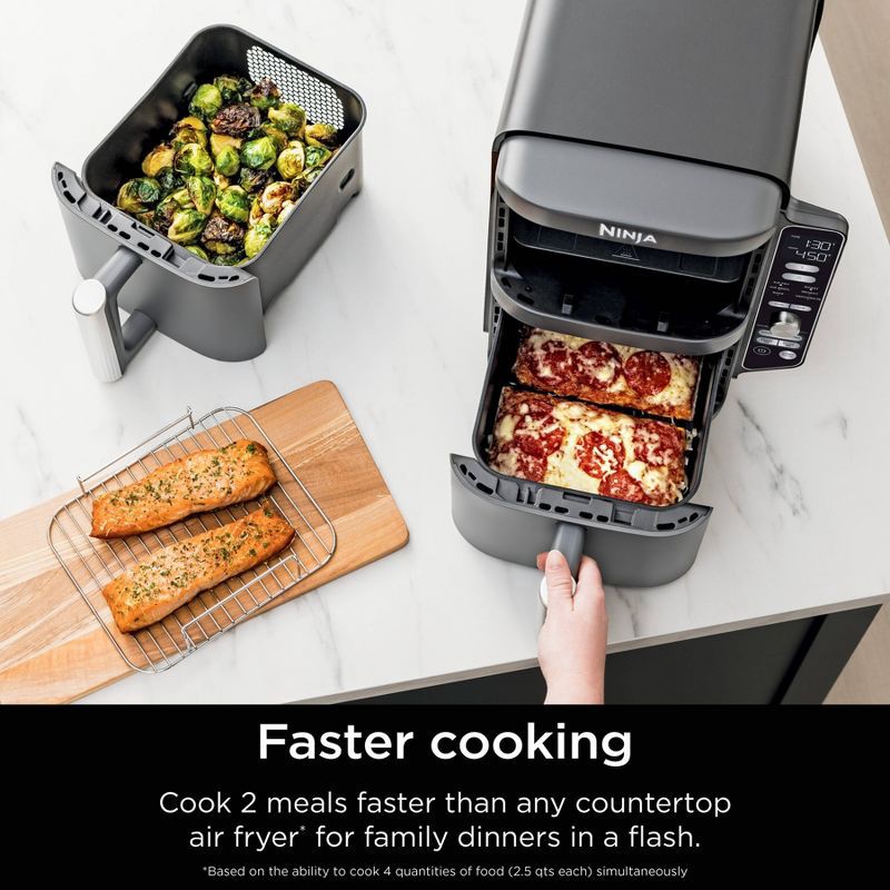slide 3 of 16, Ninja DoubleStack XL 10qt, 6-in-1, 2-Basket Air Fryer, Space Saving Design SL401: Ninja Foodi, Dishwasher-Safe Parts, 10 qt