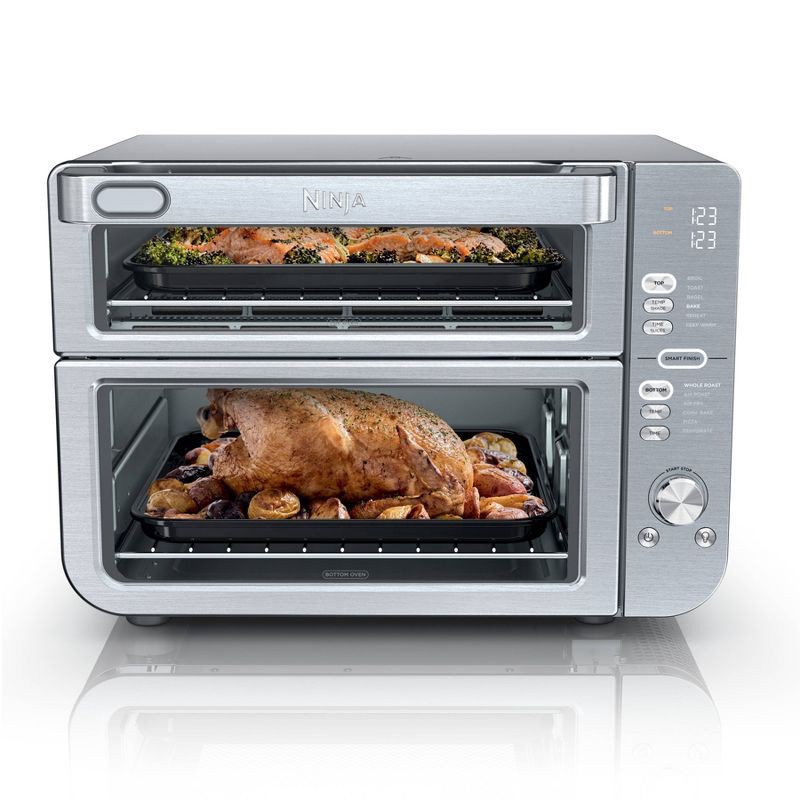 slide 1 of 11, Ninja Double Stack XL Countertop Oven and Air Fryer with SmartFinish & DualZone Technology DCT601: Stainless Steel, Convection Bake, Air Fry, 1 ct