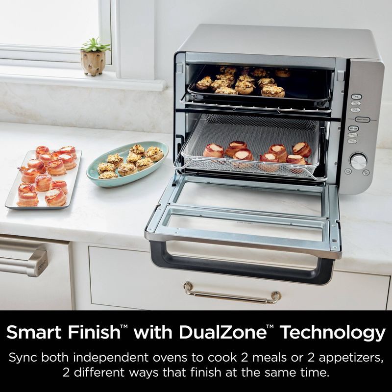 slide 3 of 11, Ninja Double Stack XL Countertop Oven and Air Fryer with SmartFinish & DualZone Technology DCT601: Stainless Steel, Convection Bake, Air Fry, 1 ct