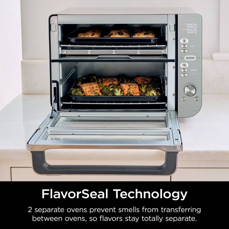 slide 9 of 11, Ninja Double Stack XL Countertop Oven and Air Fryer with SmartFinish & DualZone Technology DCT601: Stainless Steel, Convection Bake, Air Fry, 1 ct