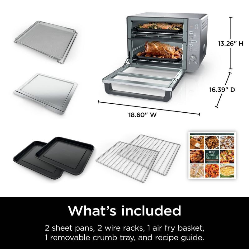 slide 11 of 11, Ninja Double Stack XL Countertop Oven and Air Fryer with SmartFinish & DualZone Technology DCT601: Stainless Steel, Convection Bake, Air Fry, 1 ct
