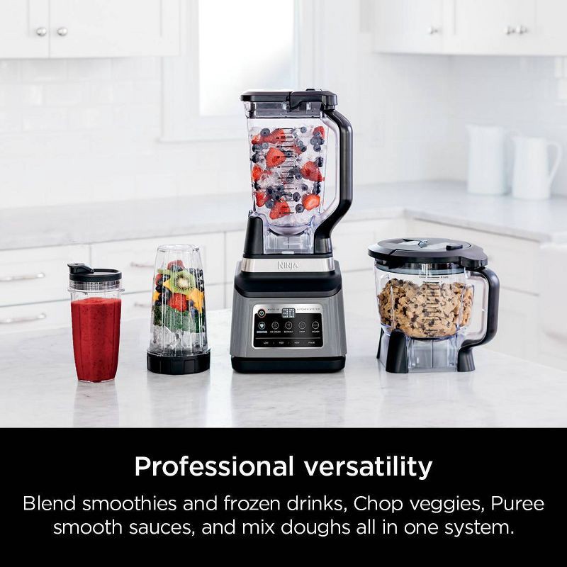 slide 2 of 8, Ninja Professional Plus Kitchen Blender System and 8-Cup Food Processor with Auto-iQ Black BN803TGT: 72oz Smoothie Blender, 5 Speeds, Ice Crusher, 72 oz