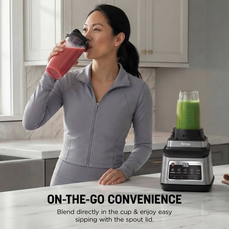 slide 8 of 11, Ninja Professional Plus Kitchen Blender System and 8-Cup Food Processor with Auto-iQ Black BN803TGT: 72oz Smoothie Blender, 5 Speeds, Ice Crusher, 72 oz