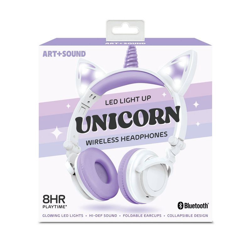 slide 5 of 7, ART+SOUND LED Light Up Unicorn Bluetooth Wireless / Wired Headphones, 1 ct