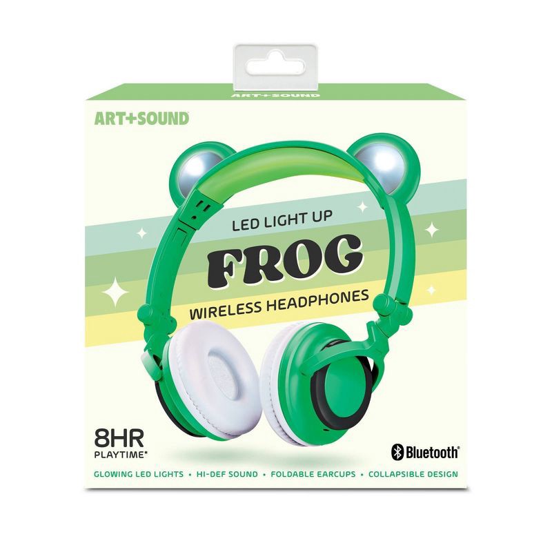 slide 5 of 7, ART+SOUND LED Light Up Frog Bluetooth Wireless / Wired Headphones, 1 ct