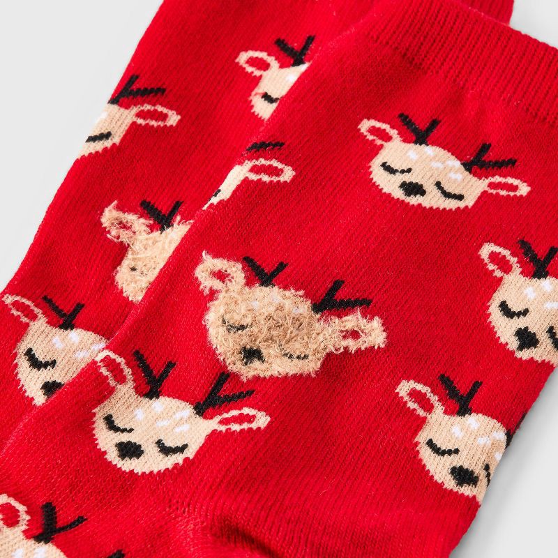 slide 3 of 3, Women's Reindeer Christmas Crew Socks - Wondershop™ Red 4-10, 1 ct