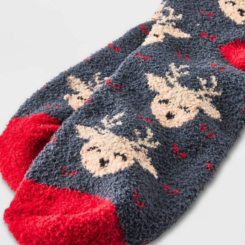 slide 2 of 3, Women's Reindeer Cozy Crew Socks - Wondershop™ Charcoal Gray/Red 4-10, 1 ct