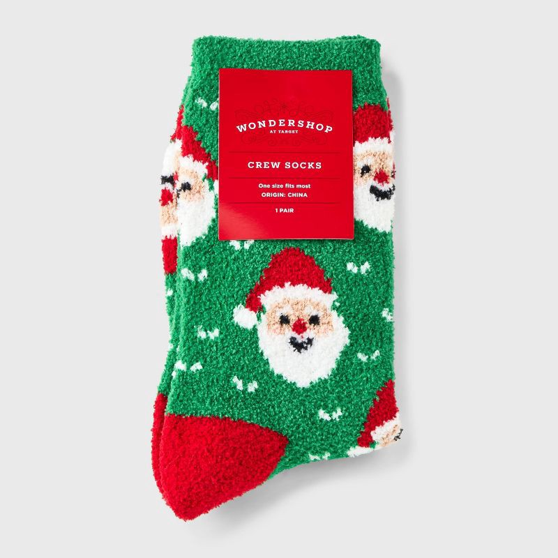 slide 3 of 3, Women's Santa Cozy Crew Socks - Wondershop™ Red/Green 4-10, 1 ct