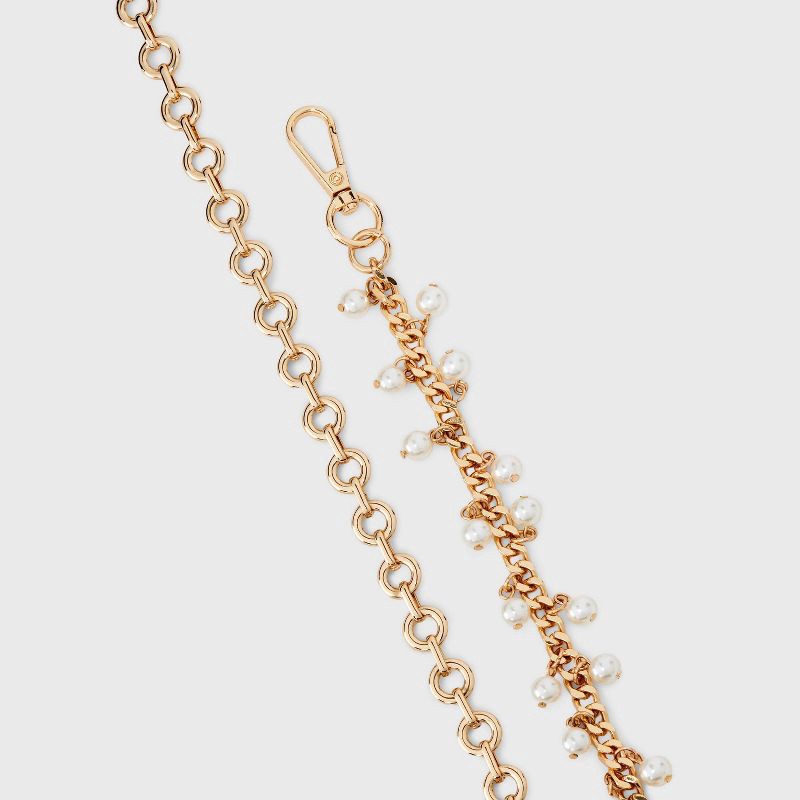 slide 5 of 5, Jewelry Chain Crossbody Handbag Strap - A New Day™ Gold: Metal Solid Accessory, 49.75" Length, 0.5" Width, 1 ct