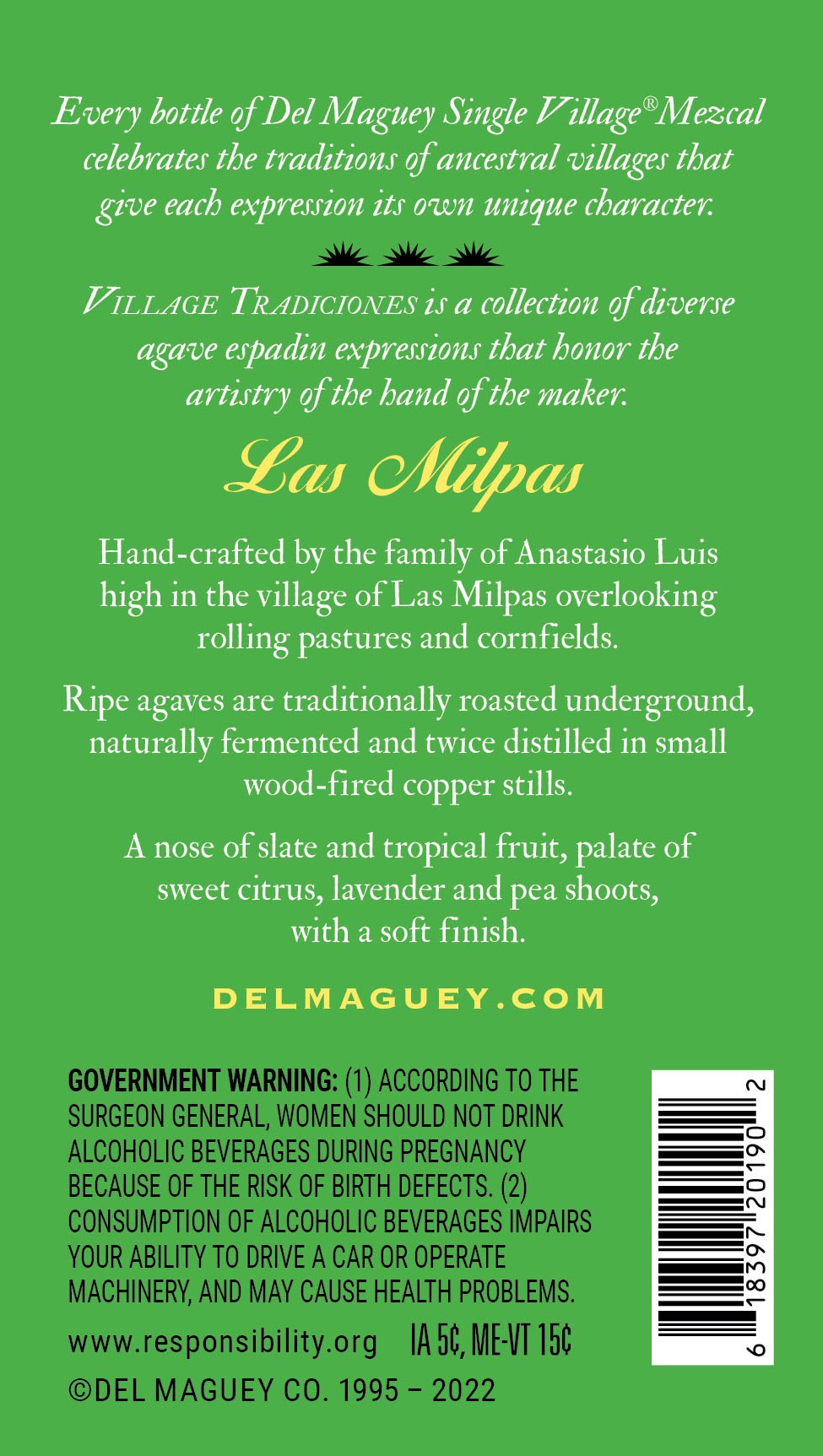 slide 2 of 8, Del Maguey Las Milpas, 25.4 oz