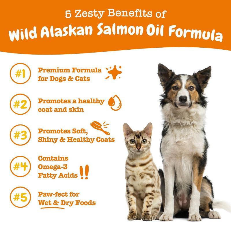 slide 15 of 15, Zesty Paws Wild Alaskan Omega-3 Blend Pollock + Salmon Oil Skin and Coat Support Formula for Dogs and Cats - 8 fl oz, 8 fl oz