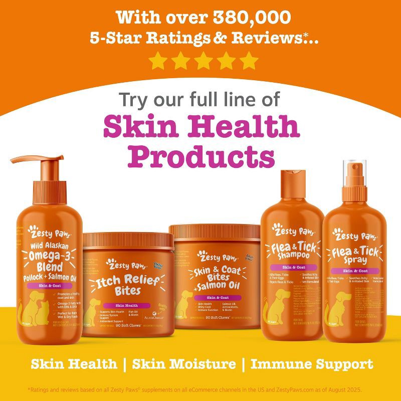 slide 10 of 15, Zesty Paws Wild Alaskan Omega-3 Blend Pollock + Salmon Oil Skin and Coat Support Formula for Dogs and Cats - 8 fl oz, 8 fl oz