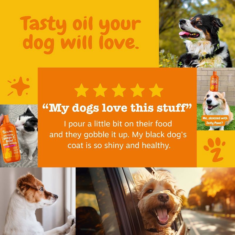 slide 11 of 15, Zesty Paws Wild Alaskan Omega-3 Blend Pollock + Salmon Oil Skin and Coat Support Formula for Dogs and Cats - 8 fl oz, 8 fl oz