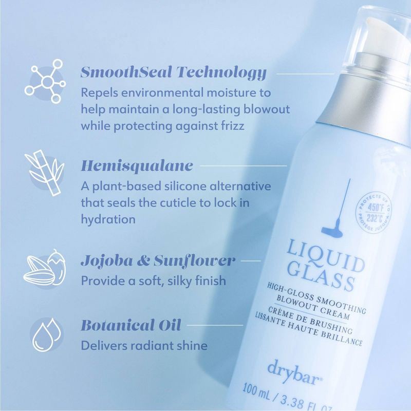 slide 4 of 7, Drybar Liquid Glass High-Gloss Smoothing Blowout Cream - 3.38 fl oz - Ulta Beauty, 3.38 fl oz