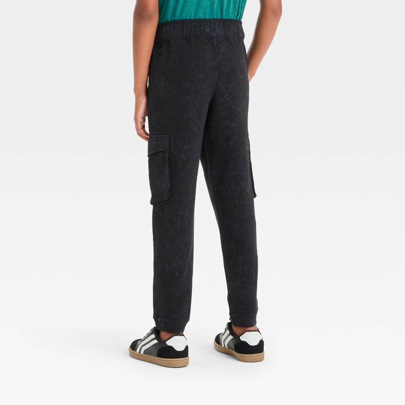 slide 2 of 3, Boys' Washed Cargo Fleece Jogger Pants - Cat & Jack™ Black S, 1 ct