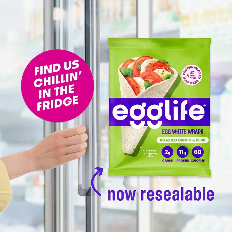 slide 5 of 7, egglife Roasted Gluten Free Garlic and Herb Egg White Wraps - 6oz, 6 oz