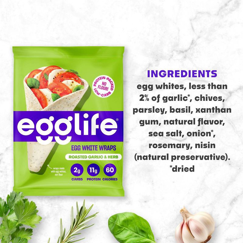 slide 2 of 7, egglife Roasted Gluten Free Garlic and Herb Egg White Wraps - 6oz, 6 oz