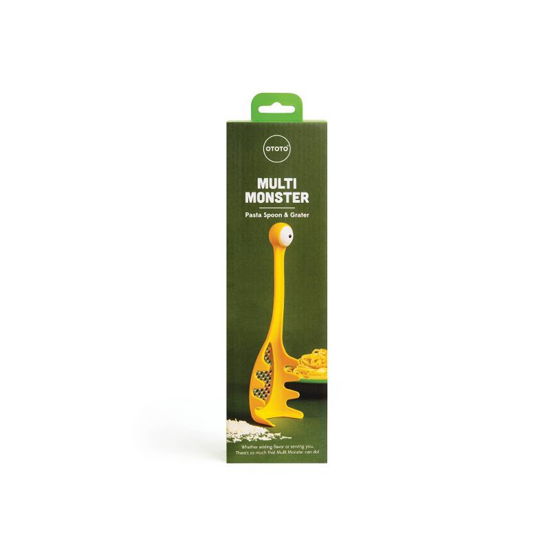 slide 5 of 6, Ototo Monster Pasta Spoon and Grater: Heat-Resistant, Dishwasher-Safe, Stainless Steel & ABS, Yellow, Silicone Handle, 1 ct
