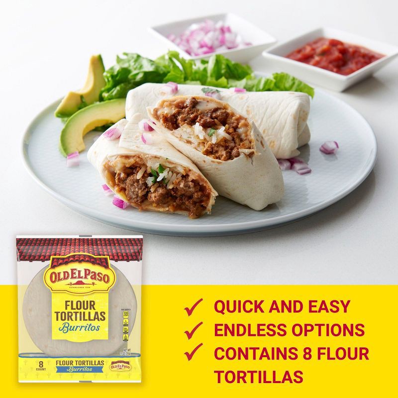 slide 2 of 7, Old El Paso Flour Burrito Tortillas - 11oz / 8ct, 8 ct; 11 oz