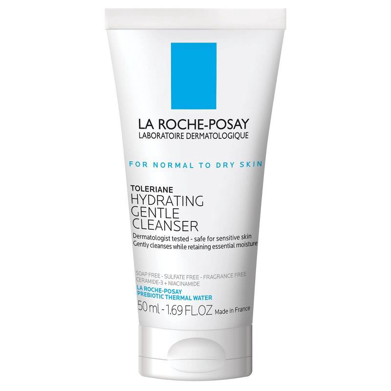 slide 1 of 6, La Roche Posay Toleriane Hydrating Facial Cleanser - Travel Size - 1.69 fl oz: Paraben-Free, Sulfate-Free, Noncomedogenic, Contains Ceramides, 1.69 fl oz