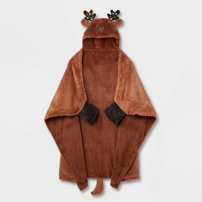 slide 2 of 6, Reindeer Holiday Matching Family Pajama Wearable Blanket - Wondershop™ Brown, 1 ct