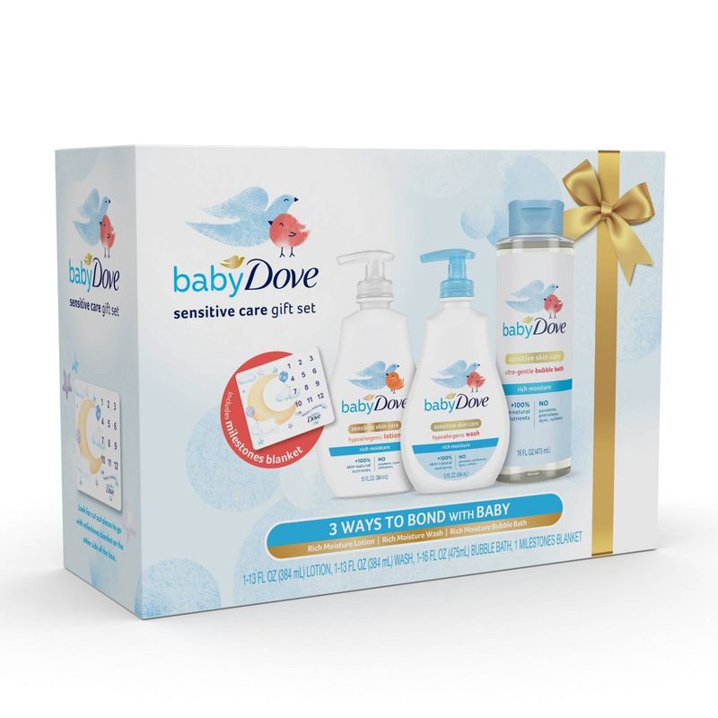 slide 3 of 11, Baby Dove Rich Moisture Hypoallergenic Baby Wash, Lotion and Bubble Bath Gift Pack for Sensitive Skin - 3pk, 3 ct