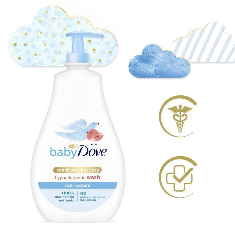 slide 11 of 11, Baby Dove Rich Moisture Hypoallergenic Baby Wash, Lotion and Bubble Bath Gift Pack for Sensitive Skin - 3pk, 3 ct