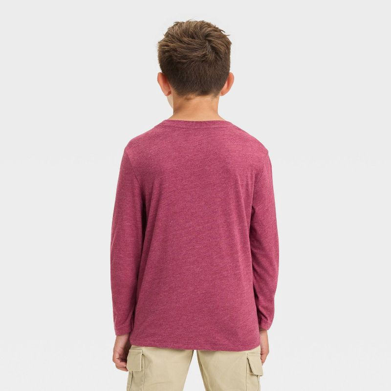 slide 3 of 4, Boys' Long Sleeve 'Go Outside' Graphic T-Shirt - Cat & Jack™ Maroon S, 1 ct