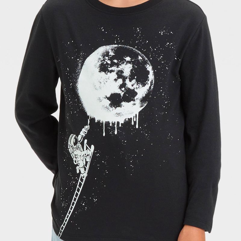 slide 2 of 4, Boys' Long Sleeve Astronaut Graffiti Art Graphic T-Shirt - Cat & Jack™ Black S, 1 ct