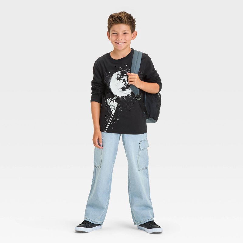 slide 4 of 4, Boys' Long Sleeve Astronaut Graffiti Art Graphic T-Shirt - Cat & Jack™ Black S, 1 ct